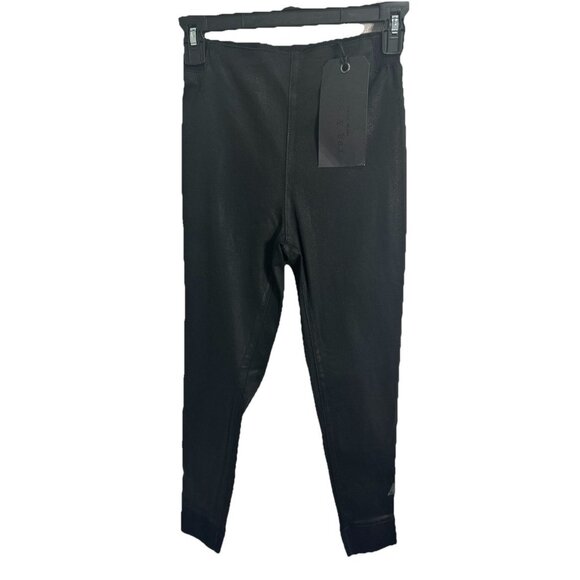 rag & bone Faux Leather Coated Leggings Stretch Ribbed Hem Cuffs Black S NWT - Picture 3 of 9